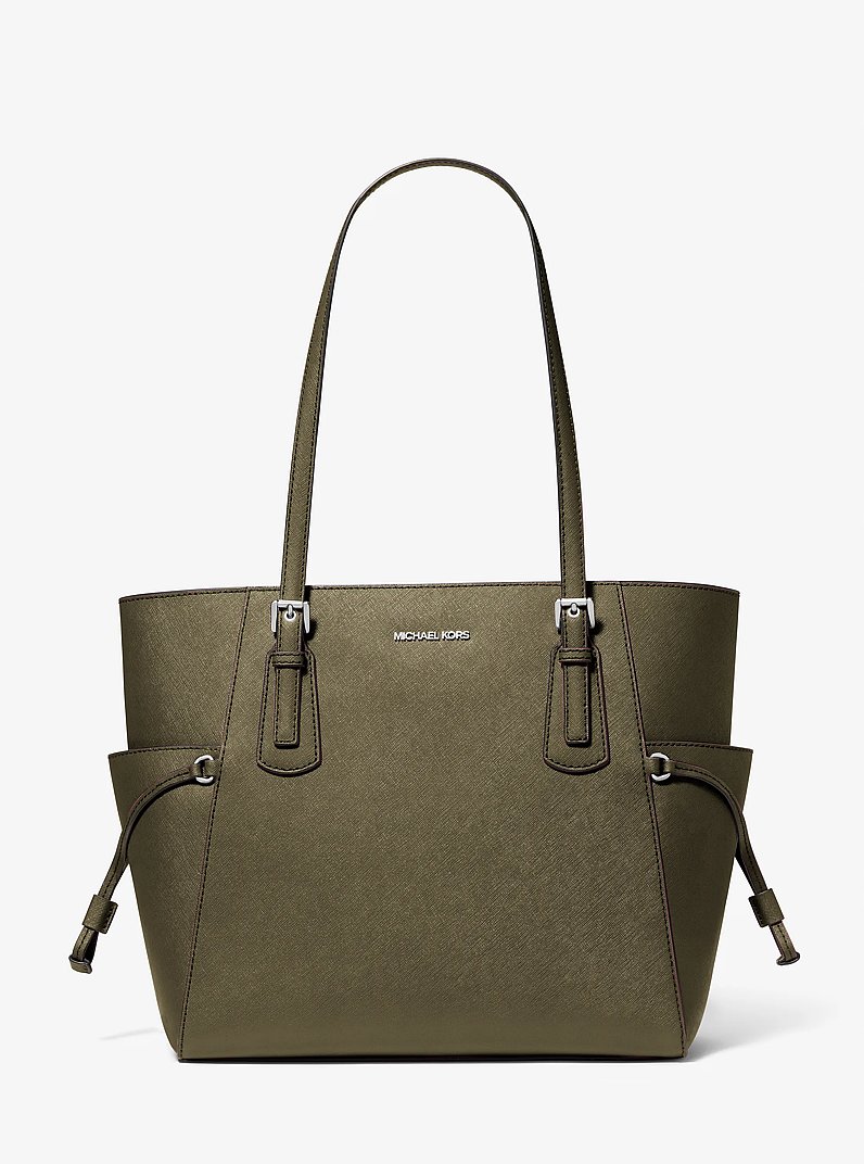 Voyager Large Saffiano Leather Tote Bag in OLIVE | Michael Kors
