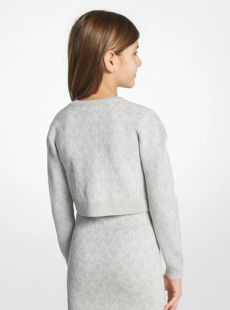 Logo Jacquard Cardigan in PALE GREY | Michael Kors