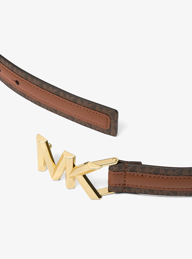 Cintura in pelle con stampa logo in CUOIO | Michael Kors