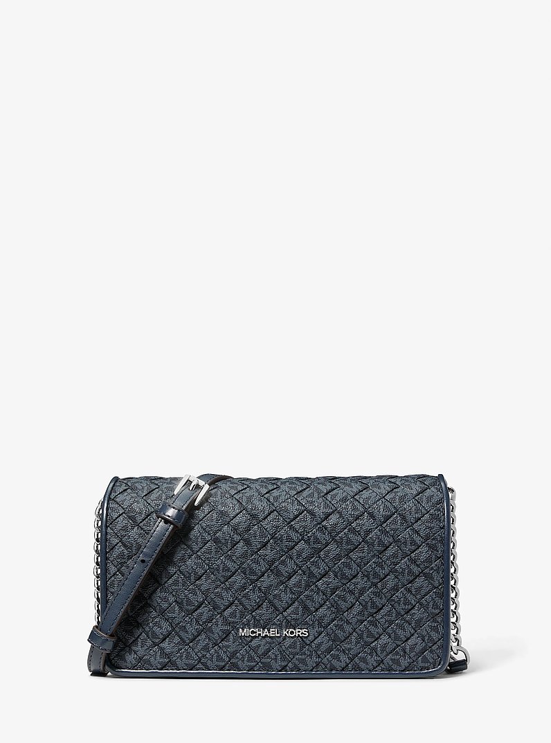 Jet Set Travel Woven Signature Logo Crossbody Bag in ADMIRAL | Michael Kors