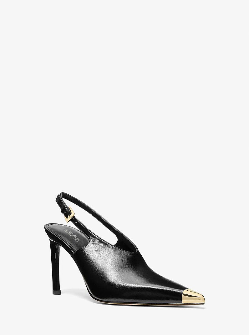 Kasia Leather Slingback Pump in BLACK | Michael Kors