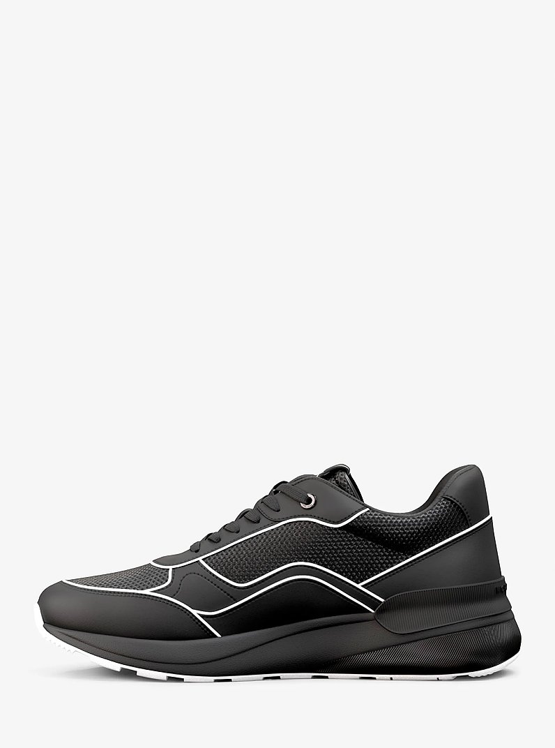 Trevor Leather and Mesh Trainer in BLACK/WHITE | Michael Kors
