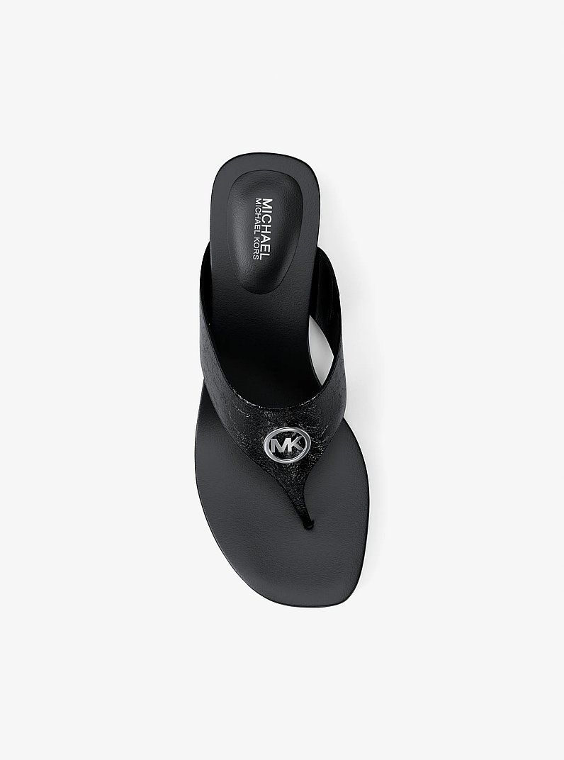 Anneka Patent Thong Sandal in BLACK | Michael Kors