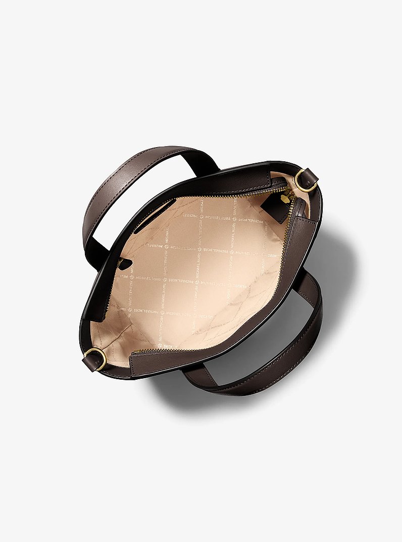 Draagtas Pratt van saffianoleer, klein in CHOCOLADE | Michael Kors
