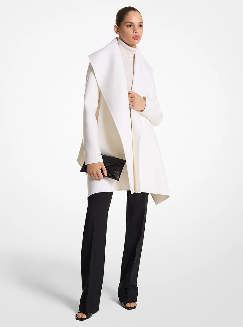 Wool Shawl Collar Jacket in IVORY | Michael Kors