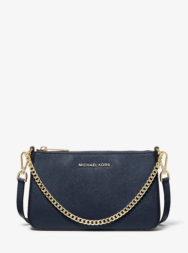 Jet Set Medium Saffiano Leather Crossbody Bag in NAVY | Michael Kors