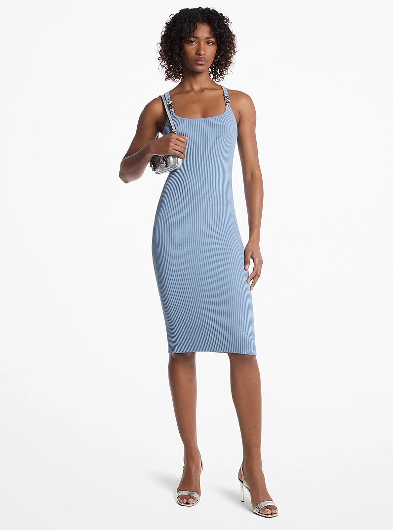 Vestido sem mangas midi em malha el&aacute;stica canelada in CAMBRAIA | Michael Kors