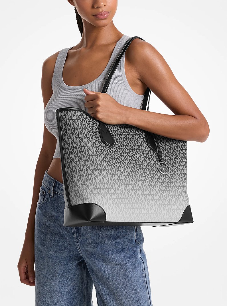 Eva Large Ombr&eacute; Signature Logo Tote Bag in BLACK | Michael Kors