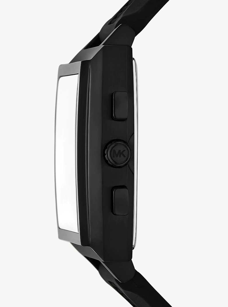 Oversized Rhys Black-Tone and Silicone Watch in BLACK | Michael Kors