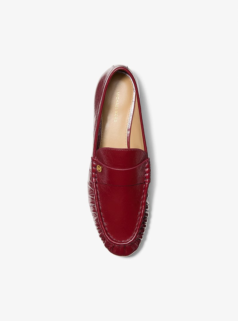Mocas&iacute;n Jennings de piel arrugada in ROJO INTENSO | Michael Kors
