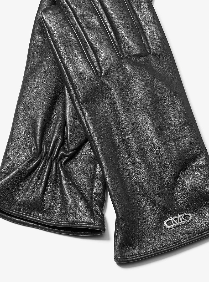 Leather Gloves in BLACK | Michael Kors