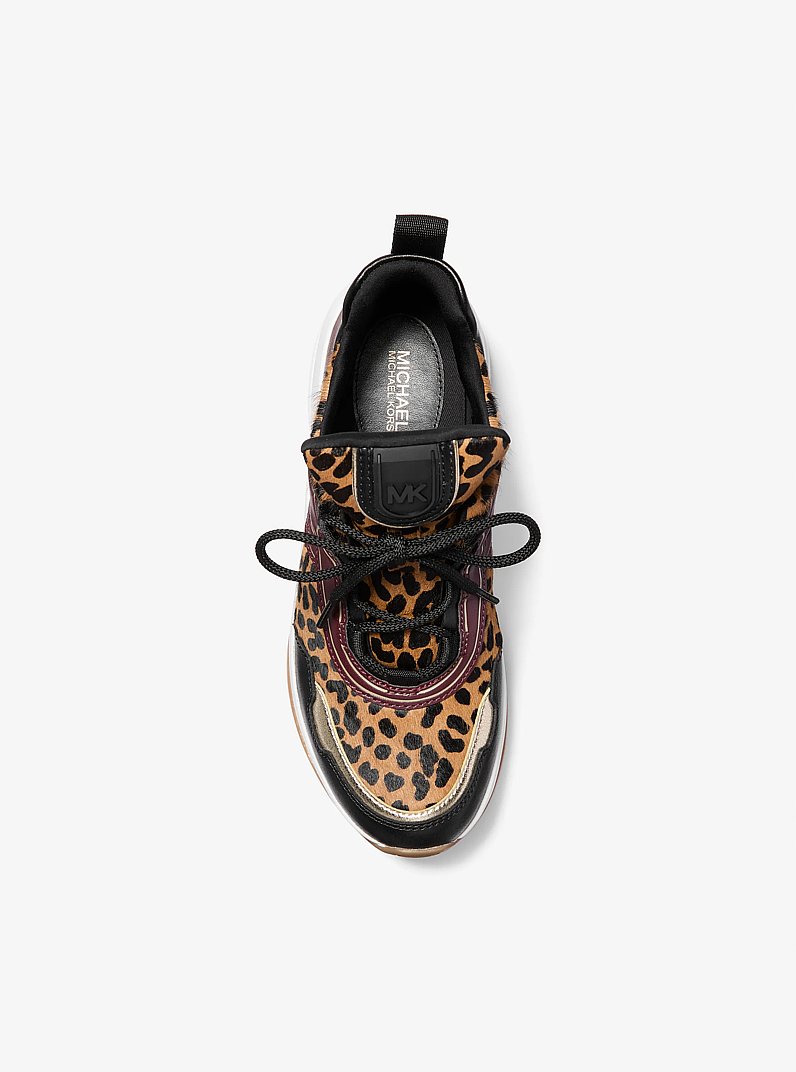 Olympia Leopard Print Calf Hair Trainer in DEER MULTI | Michael Kors