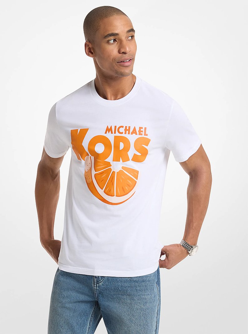 Graphic Logo Cotton T-Shirt in WHITE | Michael Kors