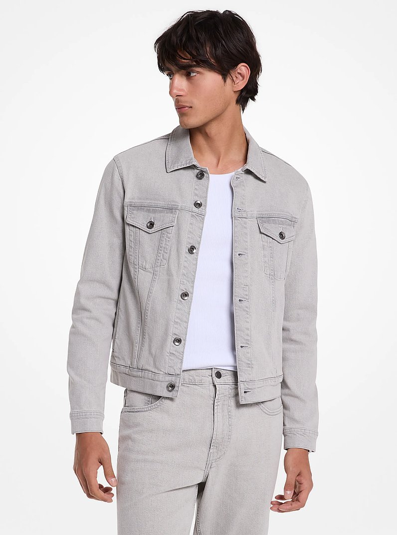Chaqueta camionera en denim el&aacute;stico in ALUMINIO | Michael Kors