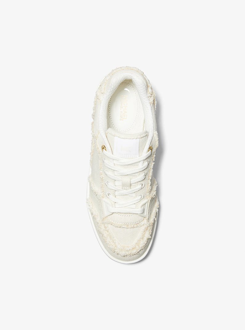 Rebel Frayed Denim Sneaker in OPTIC WHITE | Michael Kors