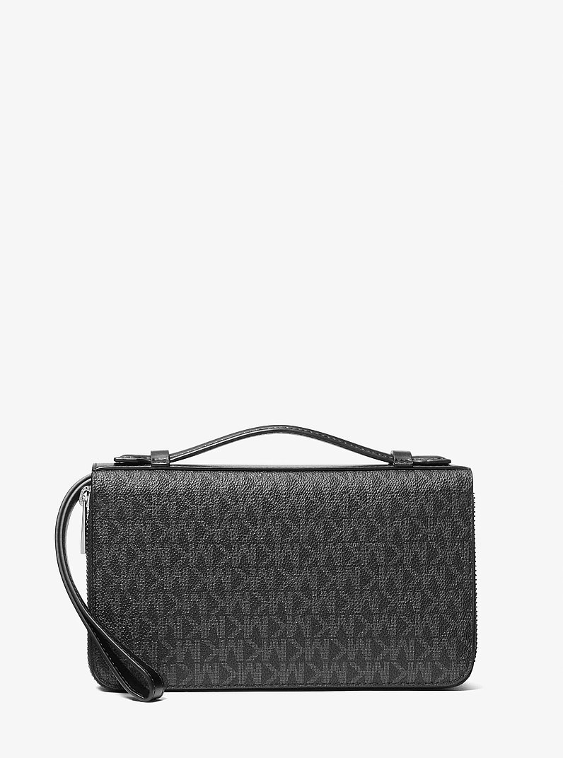 Cooper Signature Logo Wristlet in BLACK | Michael Kors