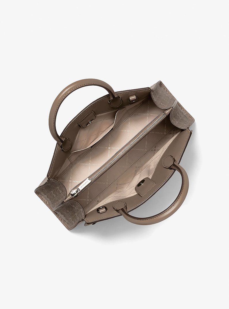 Greta Medium Signature Logo Satchel in MUSHROOM | Michael Kors