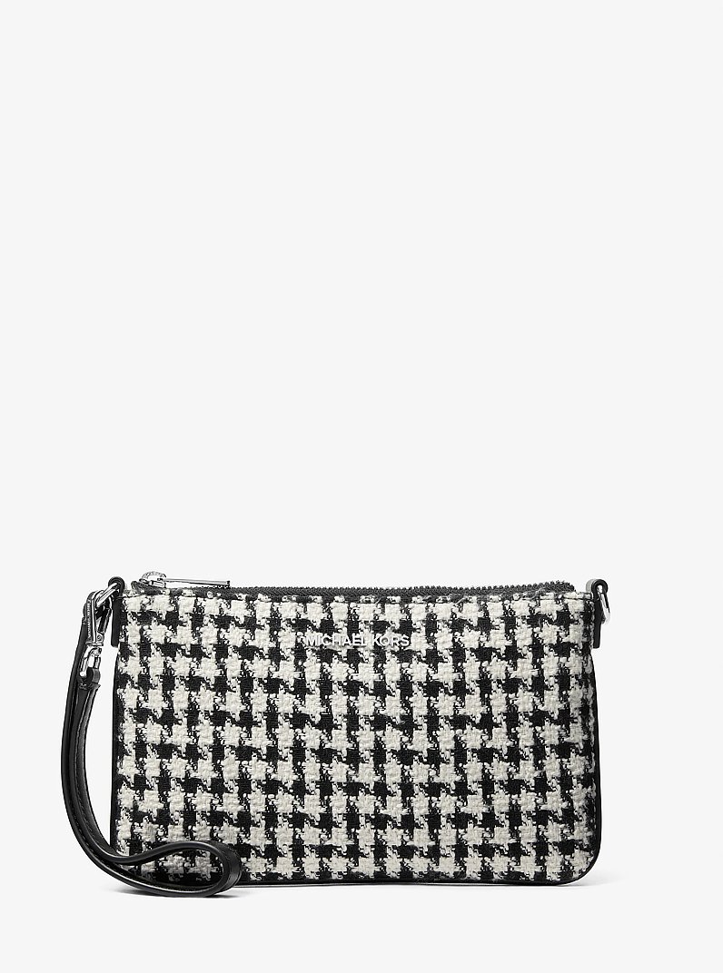 Jet Set Travel Woven Houndstooth Convertible Wristlet in BLACK/LIGHT CREAM | Michael Kors