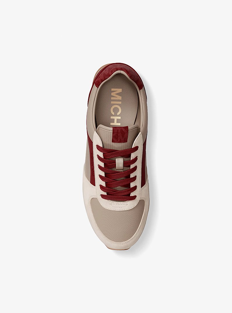 Cindy Mixed-Media Trainer in DEEP RED | Michael Kors
