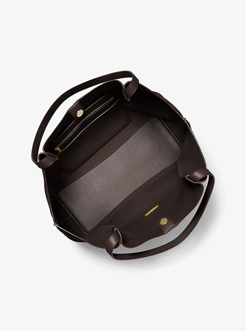 Nolita Large Pebbled Leather Tote Bag in CHOCOLATE | Michael Kors