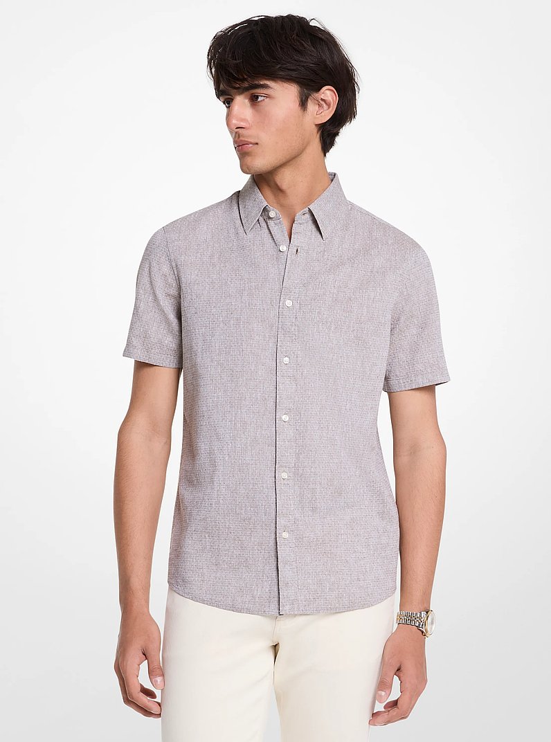 Camisa de algod&oacute;n y lino con puntos in [6786] | Michael Kors