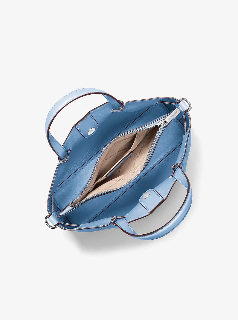 Carson Small Pebbled Leather Satchel in LIGHT SKY - Sale | Michael