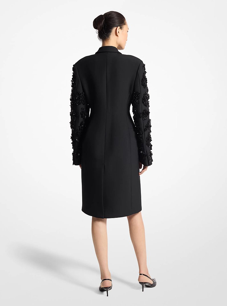 Wool Blend Gabardine Double-Breasted Carved Jacket in BLACK | Michael Kors