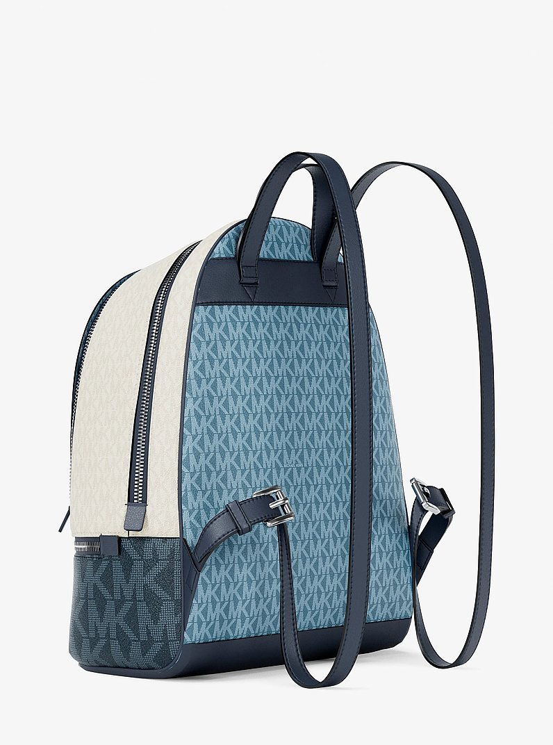 Rhea Medium Color-Block Signature Logo Backpack in DENIM MULTI | Michael Kors