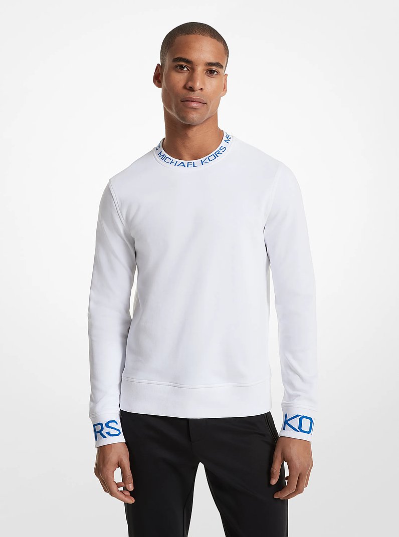 Jersey de mezcla de algod&oacute;n con logotipo in BLANCO/AZUL HEL&Eacute;NICO | Michael Kors