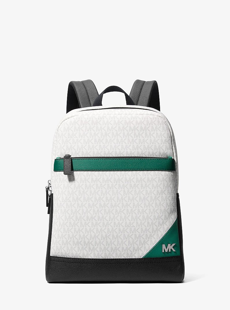 Cooper Medium Color-Block Signature Logo Backpack in GRASS GREEN | Michael Kors