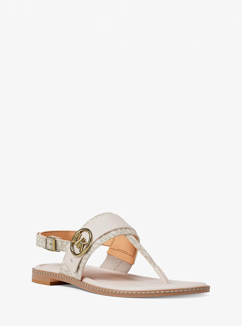 Carmen Signature Logo Sandal in VANILLA | Michael Kors
