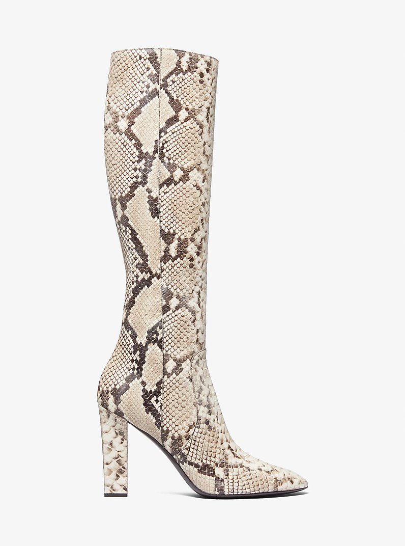 Carly Python Embossed Leather Boot in NATURAL | Michael Kors