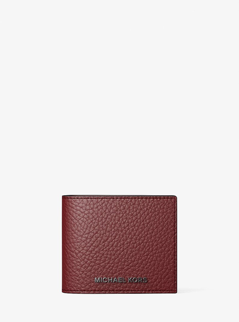 Hudson Pebbled Leather Billfold Wallet in DEEP RED | Michael Kors