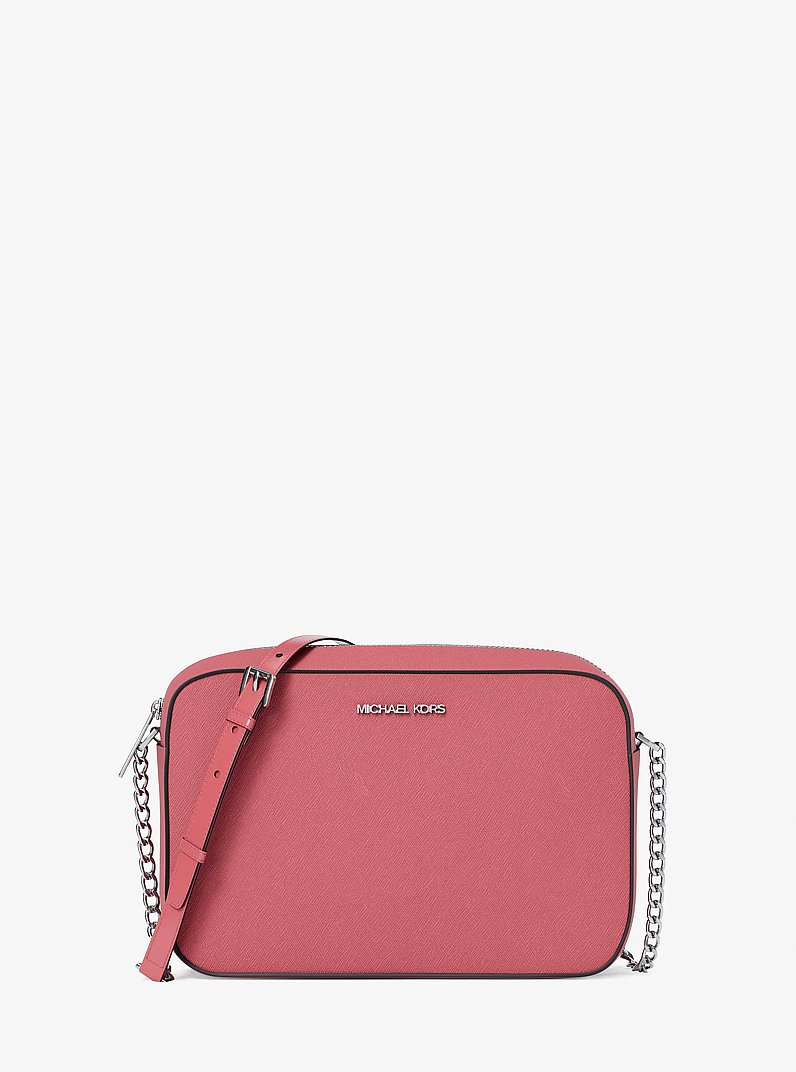 Jet Set Large Saffiano Leather Crossbody Bag in HIBISCUS - Sale