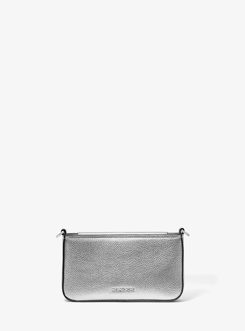 Bryant Small Metallic Leather Convertible Pochette in SILVER | Michael Kors