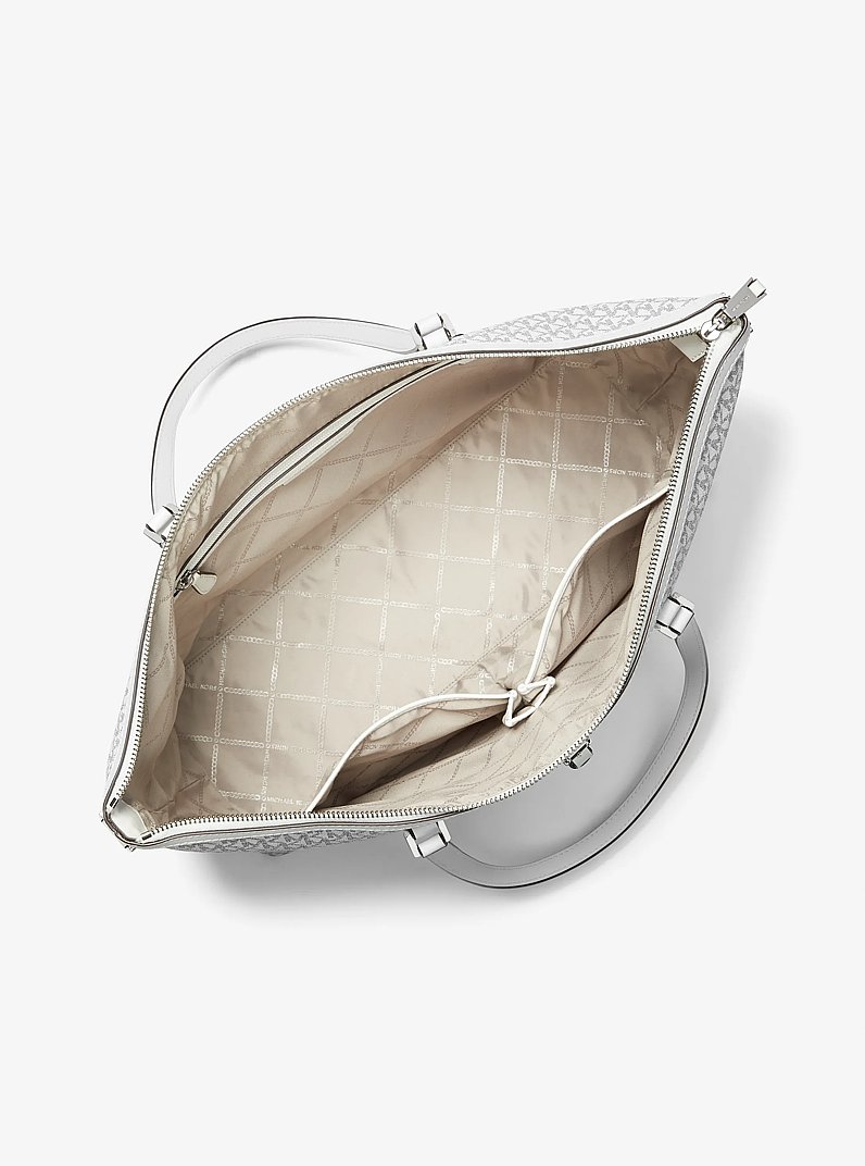 Heritage Large Logo Tote Bag in OPTIC WHITE/BLK | Michael Kors