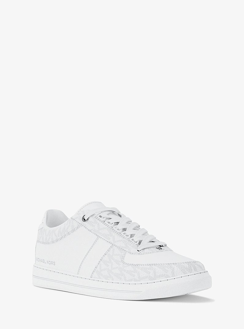 Brady Signature Logo and Leather Sneaker in BRIGHT WHT | Michael Kors