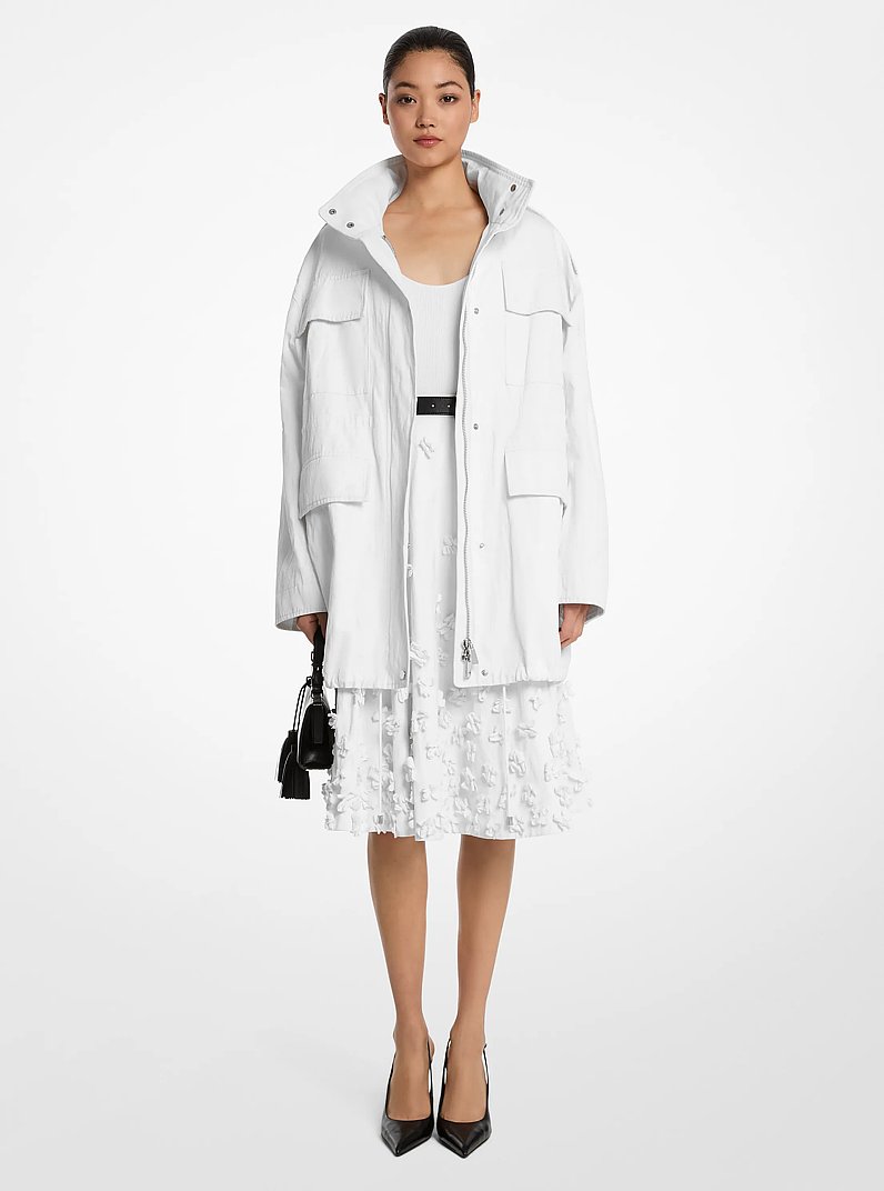 Crushed Cotton Gabardine Oversized Anorak in OPTIC WHITE | Michael Kors