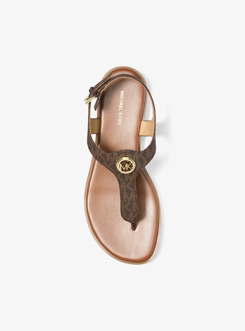 Val Signature Logo Thong Sandal in BROWN | Michael Kors