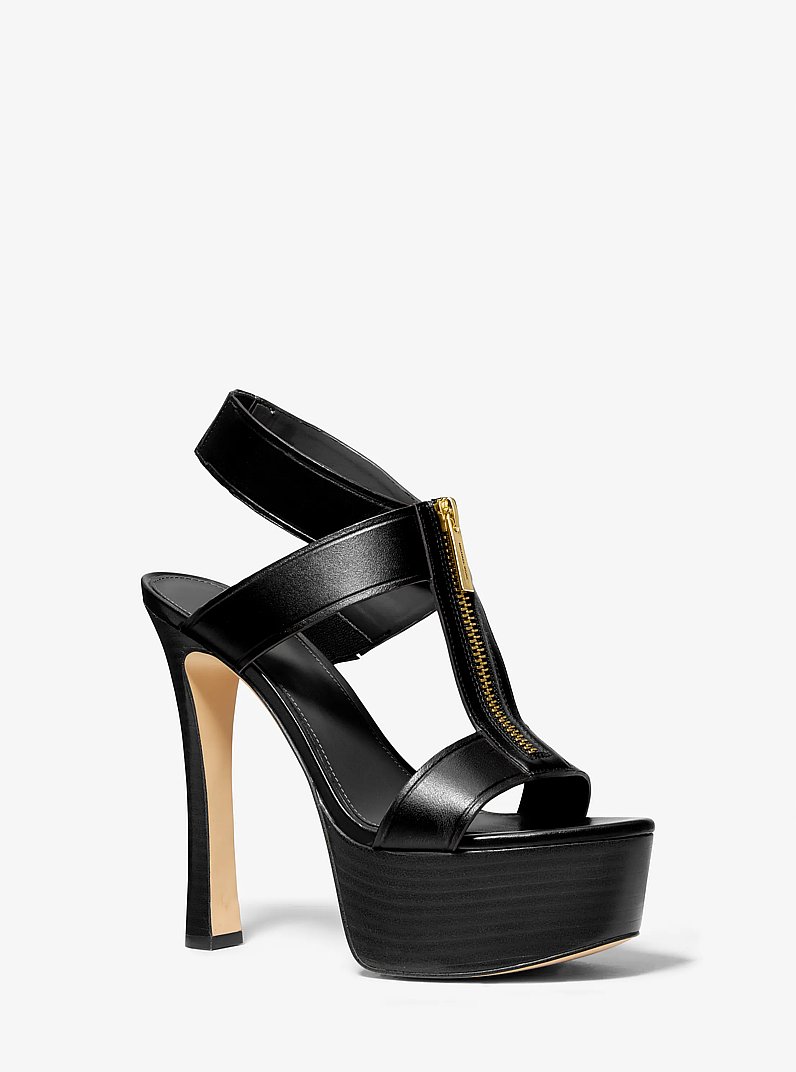 Berkley Leather Platform Sandal in BLACK | Michael Kors