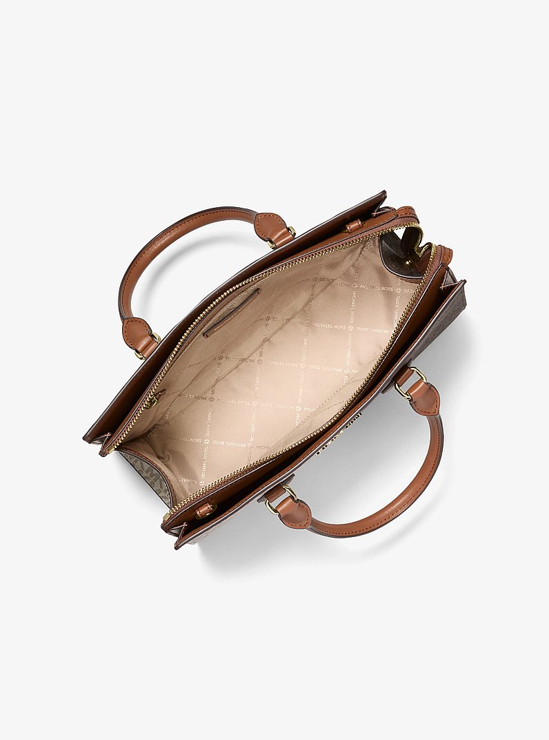 Sheila Medium Two-Tone Metallic Signature Logo Satchel in BROWN MULTI | Michael Kors