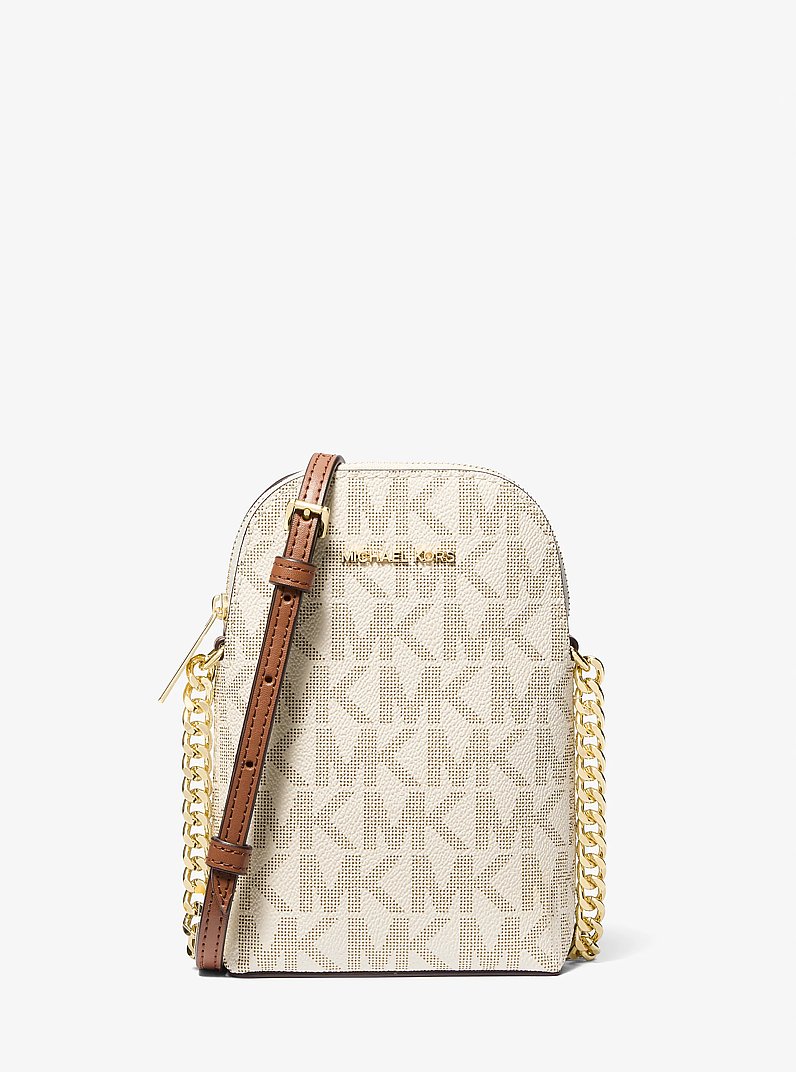 Petit sac &agrave; bandouli&egrave;re pour smartphone &agrave; logo Signature in VANILLE/LUGGAGE | Michael Kors