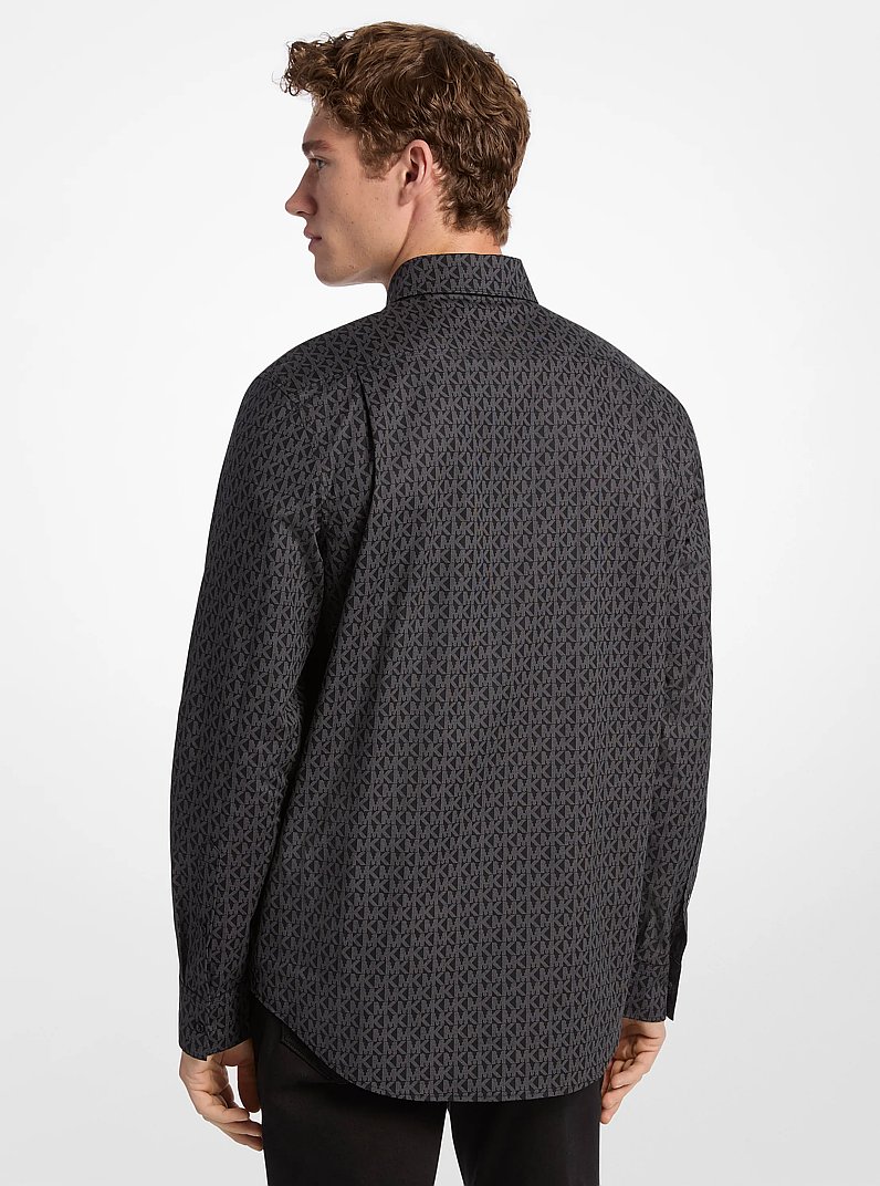 Chemise en coton extensible &agrave; logo Signature in NOIR | Michael Kors