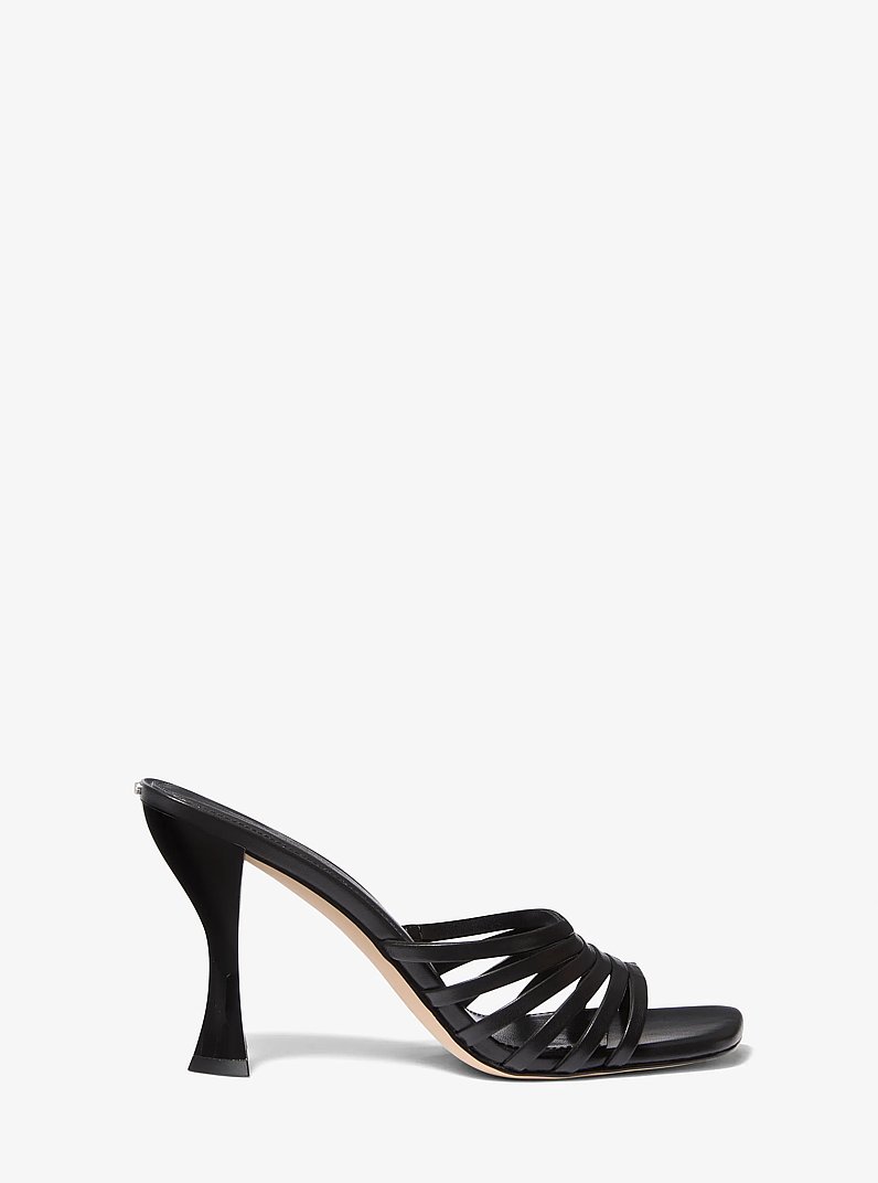Haisley Leather Sandal in BLACK | Michael Kors