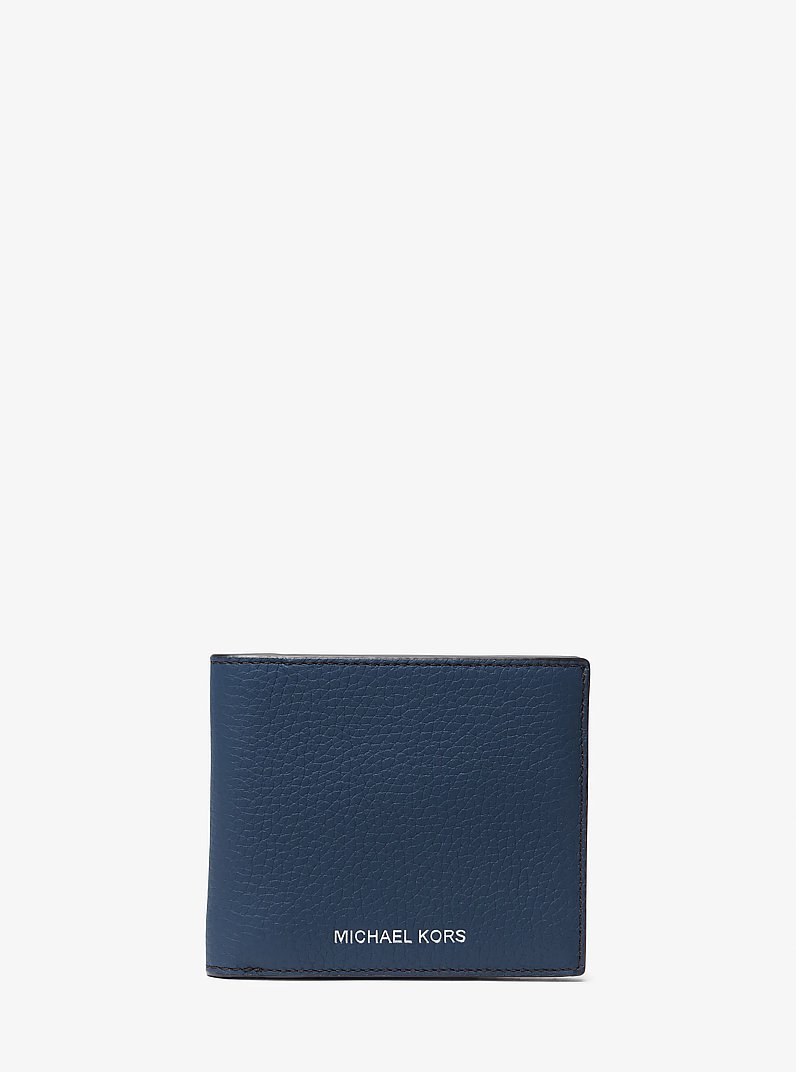 Hudson Pebbled Leather Billfold Wallet in NAVY | Michael Kors