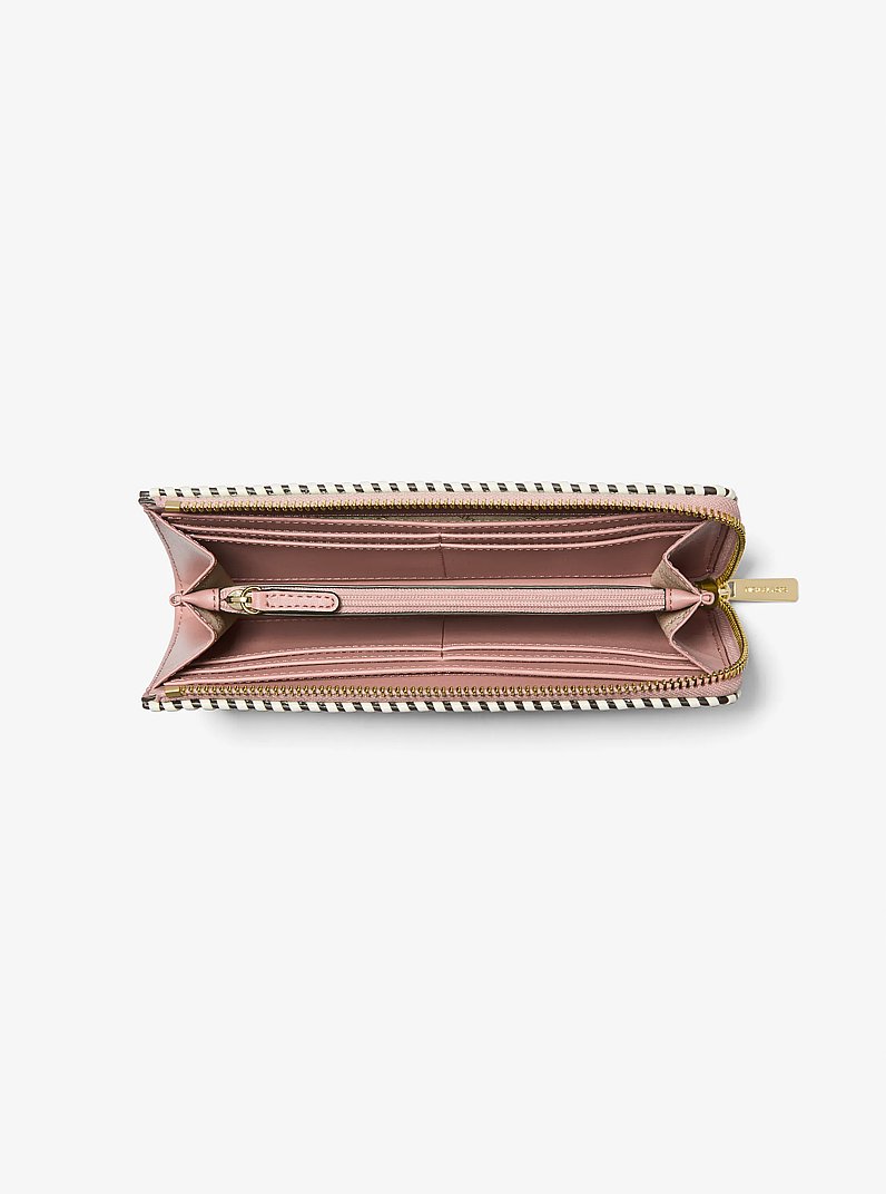 Jet Set Travel Large Pebbled Leather Quarter-Zip Wallet in PWD BLSH MLT | Michael Kors