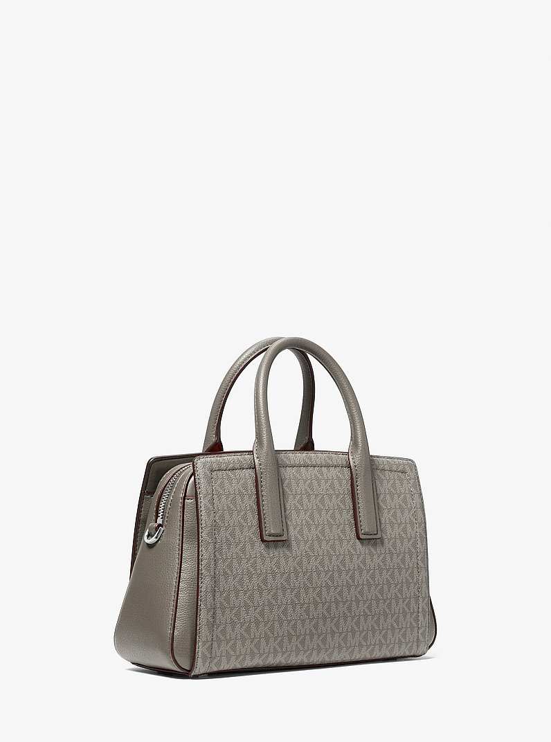 Laila Small Signature Logo Satchel in HEATHER GREY | Michael Kors