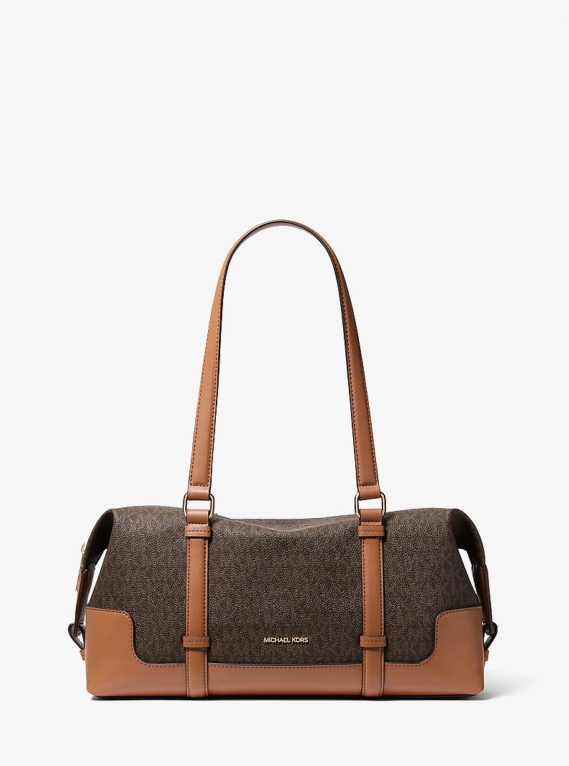 Teddi Large Signature Logo Shoulder Bag in BRN/ACORN | Michael Kors