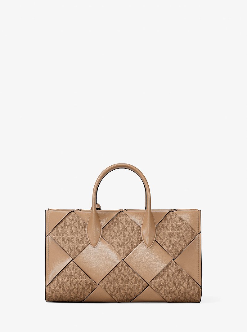 Gewebte Henkeltasche Mirella Small mit Signature-Logomuster in KAMEL | Michael Kors