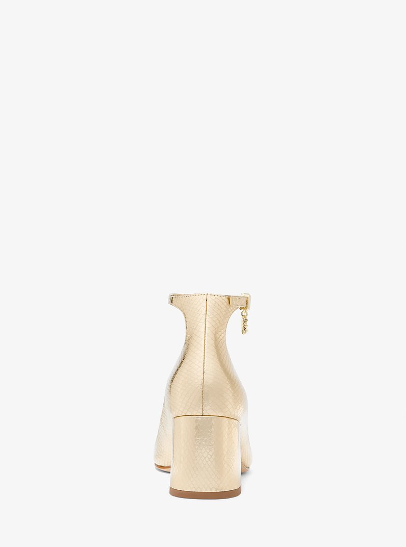 Perla Metallic Snake Embossed Leather Pump